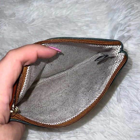 Dooney & Bourke Zip Card Wallet Dark Forest Green with ID Slot Leather - Picture 3 of 4